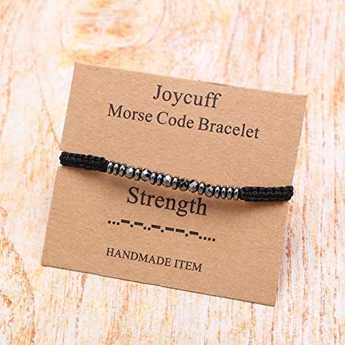 JoyCuff Morse Code Bracelets for Women Black/Grey Aniversário Presentes de Natal para seu presente engraçado para garotas Inspirational Jewelry com mensagem secreta