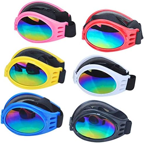 Óculos de sol para cães de cães DPLUS - óculos de 6 - para óculos de esqui para cães com proteção de pet Óculos de sol de proteção UV com alça ajustável para viajar, esqui e anti -caneiro