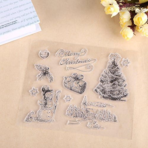 Carimbo de Natal Samfox, Natal Tree Diy Silicone Clear Stamp Scrapbook Álbum Decor Home Decor Gift