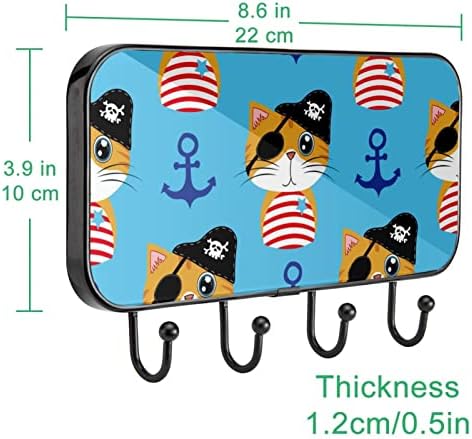 Náutico pirata gato âncora Padrão de casaco de impressão RACK Montagem de parede, cacote de entrada com 4 conexão para