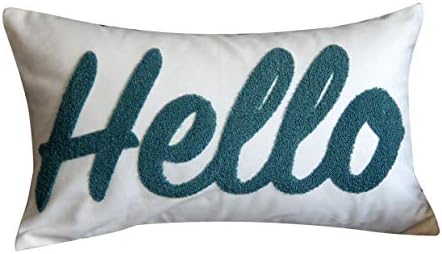 Favdec bordado Hello Decorative Throw Pillow Tampa, lombar helô tampa de travesseiro de 12 polegadas x 20 polegadas apenas tampa