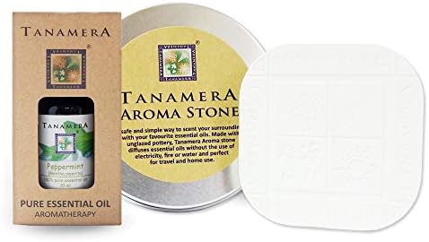 Tanamera Peppermint Oil Essential Oil 10ml e aroma aromaterapia em pedra Conjunto para estimulação mental, aumento
