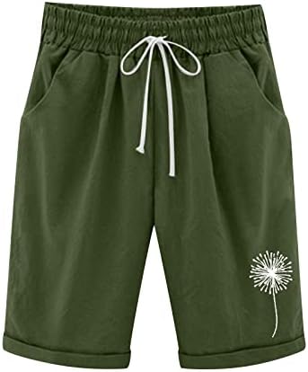 Shorts de leite de leão para mulheres linho de linho de algodão shorts bermudas de cordão com bolsos 2023 Summer Casual Casual Trendy