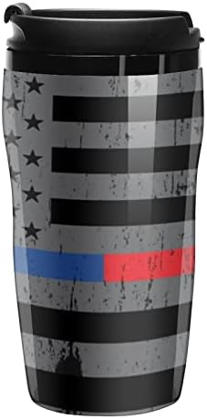 Polícia cinzenta e bandeira de bombeiro caneca de caneca de caneca de caneca de caneca de caneca de caneca de caneca de caneca de caneca de café com tampa com tampa 250ml