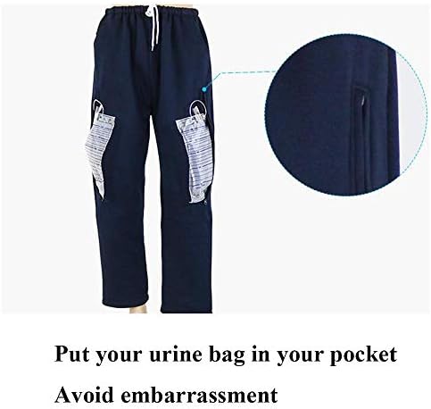 Calças de cuidados com incontinência de Gaofan com bolsos duplos, calças de arremesso de enfermagem de cateter urinário