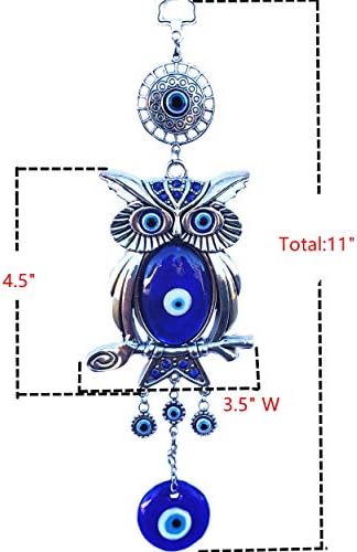 Olhe do mal azul turco com ornamento pendurado da Lucky Owl Amulet