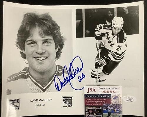 Dave Maloney assinou foto 8x10 Hockey 1981 New York Rangers Promo Photo Auto JSA - fotos autografadas da NHL