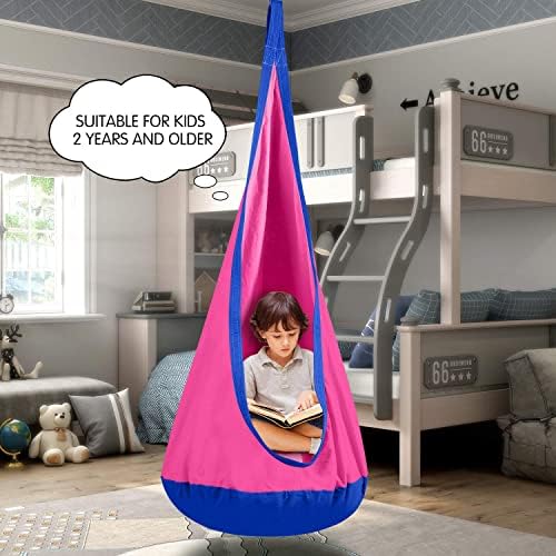 Redswing Pod Swing for Kids, Cadeir de algodão Hammock Chair com almofada inflável para uso externo interno, hardware