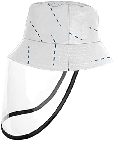Chapéu de proteção adulto com escudo facial, chapéu de pescador anti -sun tap, japonês simples chuva azul branco