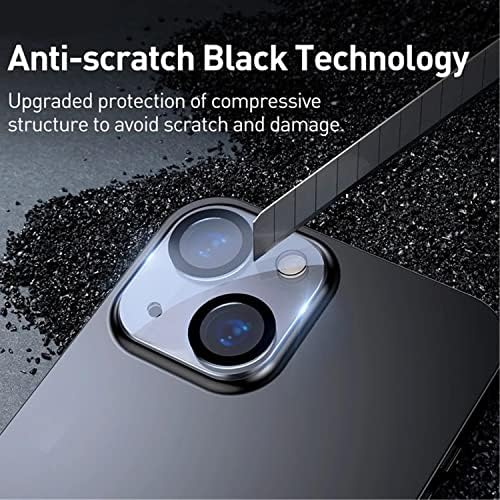 [2 pacote] Protetor de lente da câmera para iPhone 13 6.1 / iPhone 13 mini 5,4 de vidro temperado com caixa de círculo preto Filme