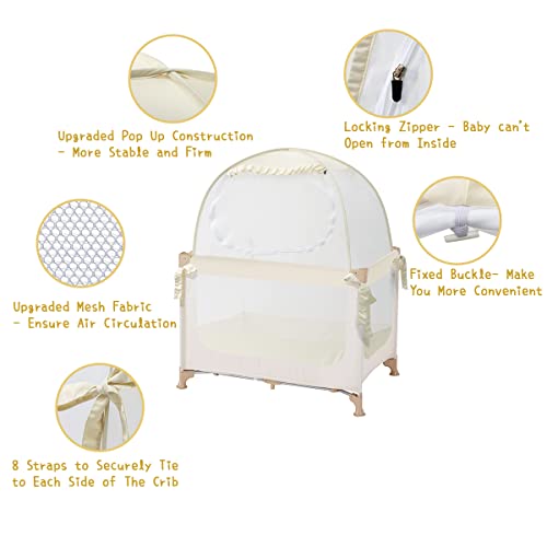 L Runnzer Pop Up Pack n Play Tent, Baby Berk Net para manter o bebê dentro, Canopy do Mini Crib para Pack and Play, Mini Cribs & Playard, veja através, respirável e portátil