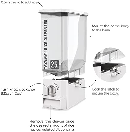 Tayama 55 libras. Capacidade de dispensador de arroz contêiner de armazenamento de grãos