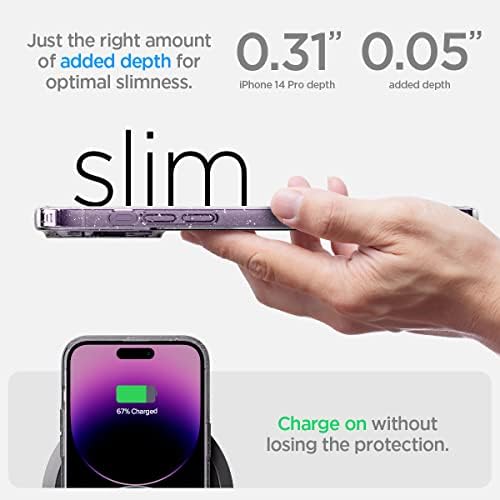 Glitter de cristal líquido Spigen projetado para iPhone 14 Pro Case - Crystal Quartz