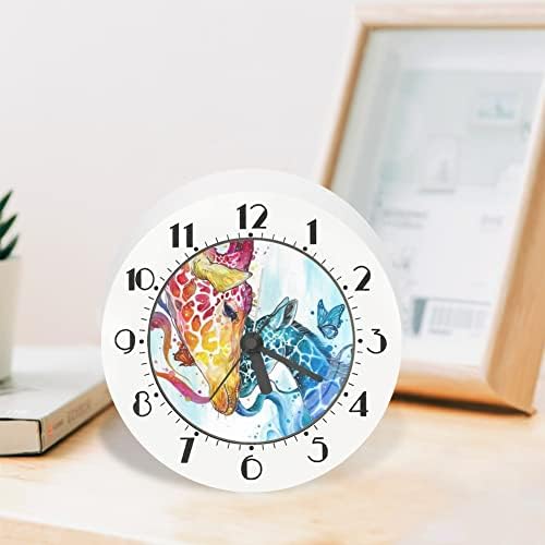 Relógio de parede Dremagia impressão de girafa de animal fácil de ver para crianças, relógios silenciosos de 5,7 polegadas de despertar suave despertador do quarto da mesa do quarto da mesa do quarto