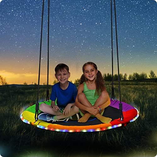 Trekassy 700lbs de 40 polegadas Swing de árvore para crianças adultos ao ar livre com luzes LED, 2 tiras penduradas em árvores