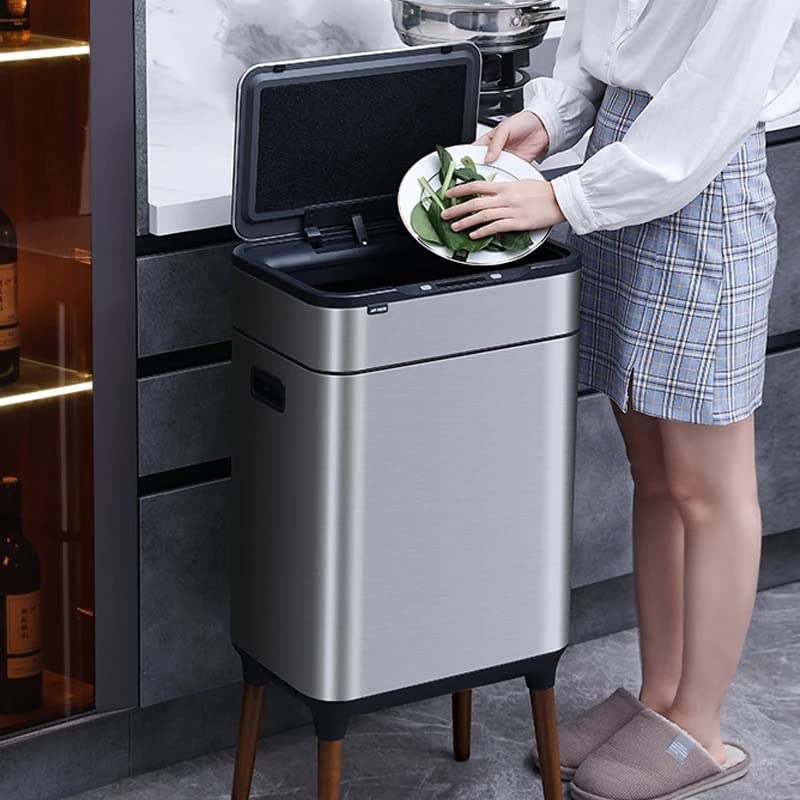 Lixo do sensor inteligente Czdyuf pode aço inoxidável lixo de lixo de lixo alto lixo de bipa de cozinha lixo pode lixo de lixo automático
