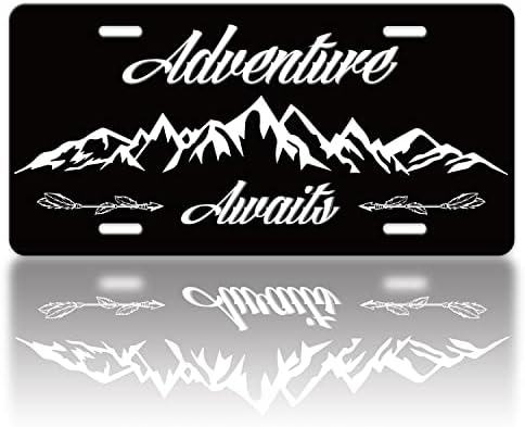 Adventure Aguds Mountains Placa Licultura Placa Mountain Placa Explorer Funny Enounless Aço Acessório de Decoração de Carro Acessório Tag de Vaidade dos EUA Canada Standard Holder for Men Women12.2 X 6.2 Presente