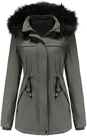 PrDeCexlu de manga longa Casual Parka Ladies School Ano Novo com capuz com bolsos casacos de neve de neve de cor mole