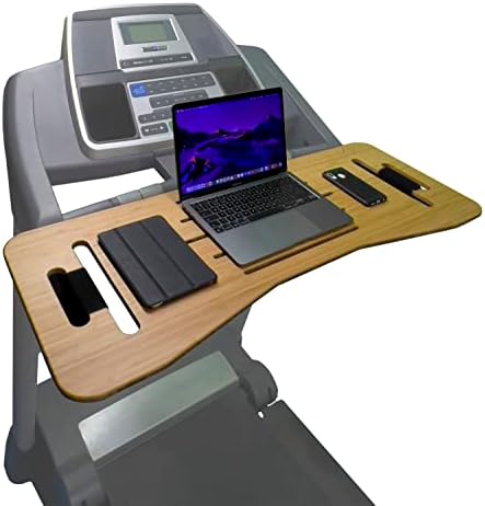 Yūgen Bamboo Treadmill Desk Acessório - ajuste universal de até 40 Laptop Stand para esteira - Ergonomic Ajustável High Ventilation Treadmill Desk para laptop, notebook, iPad, dispositivo inteligente, suporte de livro