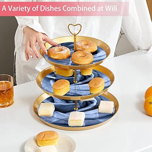 3 Placa de fruta de cupcakes de 3 camadas de sobremesa Plástico para servir suporte de exibição para casamento de aniversário Decorações de chá de chá de chá de bebê redondo, rosa azul