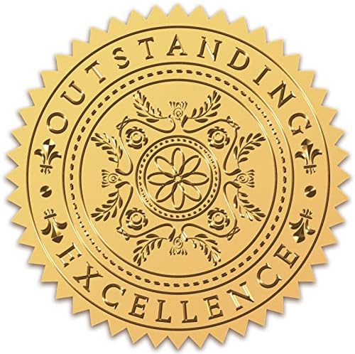Craspire 2 Certificados de folha de ouro vedações de excelência excelência 100pcs sedos autônomos selos de relevo em etiquetas de decoração
