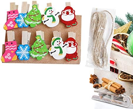 AMOSFUN 30PCS Mini Christmas Chaves de preços de madeira foto clipes PEG CLIPS PETOS DE PENOS DE VISÃO DE PENOS DE PENOS PEGA DE PEGOS COM ROBE