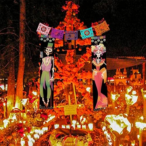 Decorações de Halloween Decorações de festas mexicanas Dia de Los Muertos Decor Day of the Dead Decorações Dead Skull Varand Sign Banner Dia da Decoração Dead