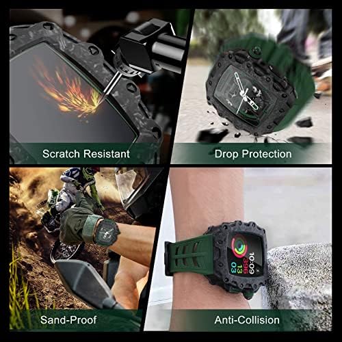 Maalya para Apple Watch 44mm 45mm Kit de modificação Caixa de fibra de carbono Band Silicone Band para Iwatch Series 7 Se 6 5 4 Tampa de proteção