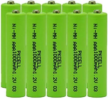 PKCELL 1.2V NIMH AAA Baterias recarregáveis ​​1000 mAh, 10 contagens