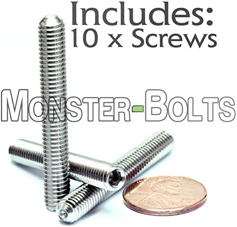 Monsterbolts - M6 x 45mm para parafusos de ajuste de ponto, DIN 916, aço inoxidável, 10 pacote