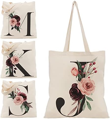 Bolsas de lona floral presentes para dama de honra - sacola inicial para chuveiro de noiva - Bachelorette Party Gift Totes Bags for Women