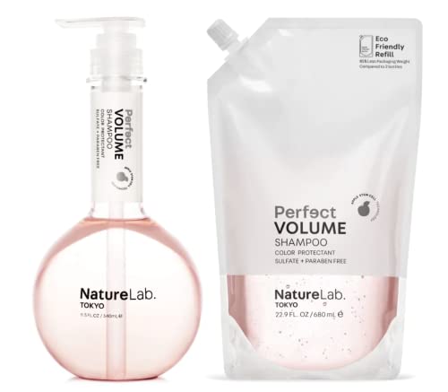 NatureLab. Shampoo de volume perfeito de Tóquio + pacote de bolsas de reabastecimento ecológico: Volumizador de cabelo, elevador de
