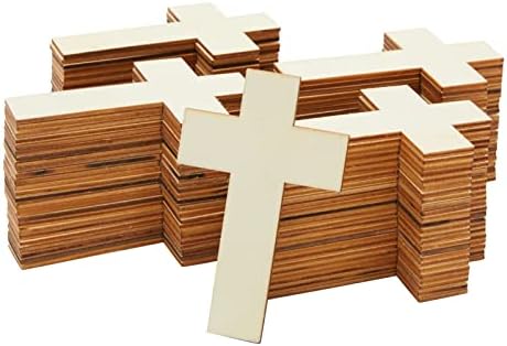 Cruzes de madeira inacabados de 100 pacotes para artesanato, ornamentos cruzados em massa para igreja, árvore da Páscoa, Escola Dominical, Projetos de DIY, 4 x 3 em
