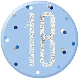 Único 83518 Blue Round Prismatic 18th Birthday Badge 1 PC, 18 anos