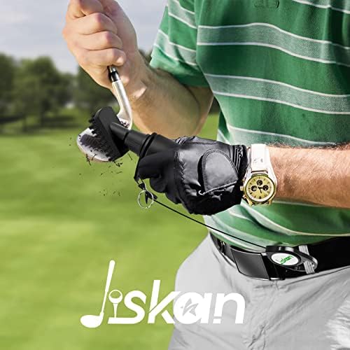 Limpador de escova de clube de golfe do Jiskan Pro com clipe de retentor e garrafa de água de espremer 7,5 polegadas mantém