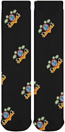 WeedKeycat Guam Hibiscus e Plam Tree Socks grossa Novelty Funny Print Graphic Casual Warm Mid Tube Meias para o inverno