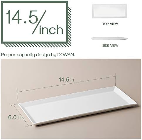 DOWAN PLATURA LONGO LONGO -14,5 POLAÇÕES PLACOS DE SERVIÇÃO, PLATURAS DE RETANGLANGEM BRANCO Conjunto de 4 14 Plates de servir,