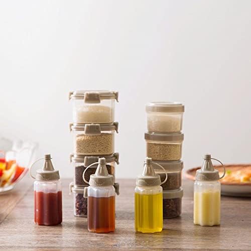 BYBYCD 4PCS Mini molho de molho Caixa de temperamento de churrasqueira cozinha portátil garrafa transparente pp spices com jarra