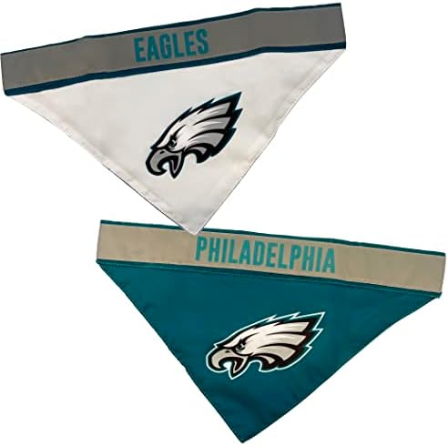 Animais de estimação da NFL Philadelphia Eagles Tie Bandana, pequena/média. Coltana reflexiva de futebol de cachorro Bib para