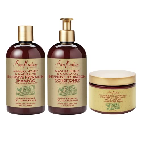 SheaMoisture hidratar e reabastecer shampoo, condicionador e máscara de cabelo para cabelos encaracolados Manuka mel e óleo