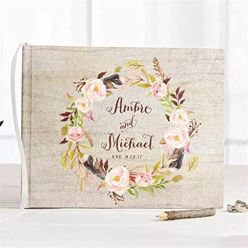 Alternativas de livro de convidados de casamento de Flores Sawqf, livro de visitas brancas personalizadas, álbum