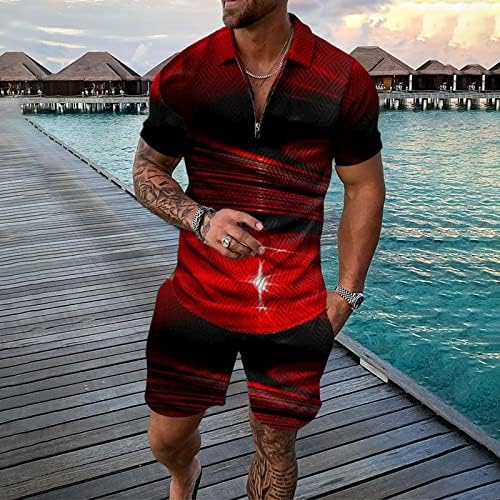 Camisas de treino masculinas de verão masculino Camisa e shorts casuais de manga curta define roupas de verão de duas peças para