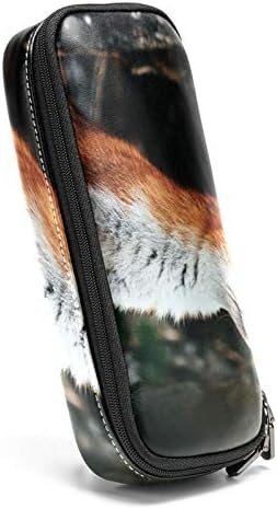 Retrato de raposa 84x55in Saco de caneta em couro com zíper com zíper duplo bolsa de armazenamento para escritório de trabalho