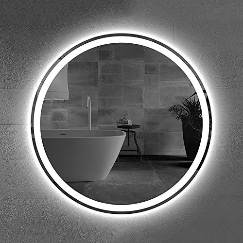 Tonpop Morden redondo luzes LEDs espelhado espelho de parede montado na parede, espelho de maquiagem espelho de explosão de banheiro cosmético com luz branca/luz quente/luz neutra