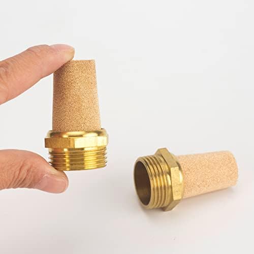 2pcs Brass Silenciador de exaustão pneumático, 3/4 de polegada NPT HEX SINTERD SILENCER Silenciador Silenciador Filtro