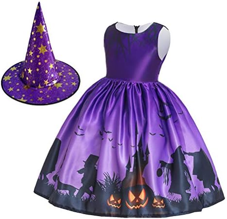 Abaodam1pc Halloween Filhos de vestido saia de desenho animado traje de bruxa Halloween