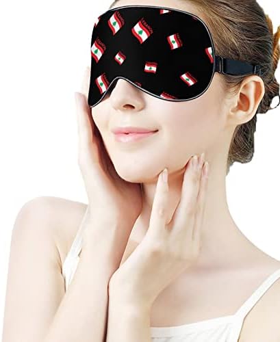 Bandeira da máscara do sono do Líbano Tampa de máscara de olho macio de sombra eficaz com cinta ajustável elástica