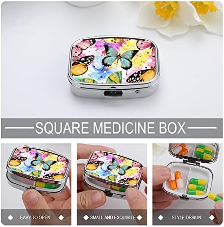 Caixa de comprimidos coloridos de borboletas coloridas Caixa de comprimido de comprimido por portátil portátil Pillbox Vitamina