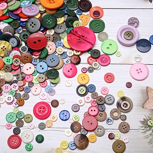 Cerca de 330 botões de resina de várias especificações, botões feitos à mão, Botões de artesanato diy de costura, botões decorativos pintados à mão Multicolor Series