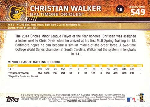 2015 Topps Baseball 549 Christian Walker Rookie Card